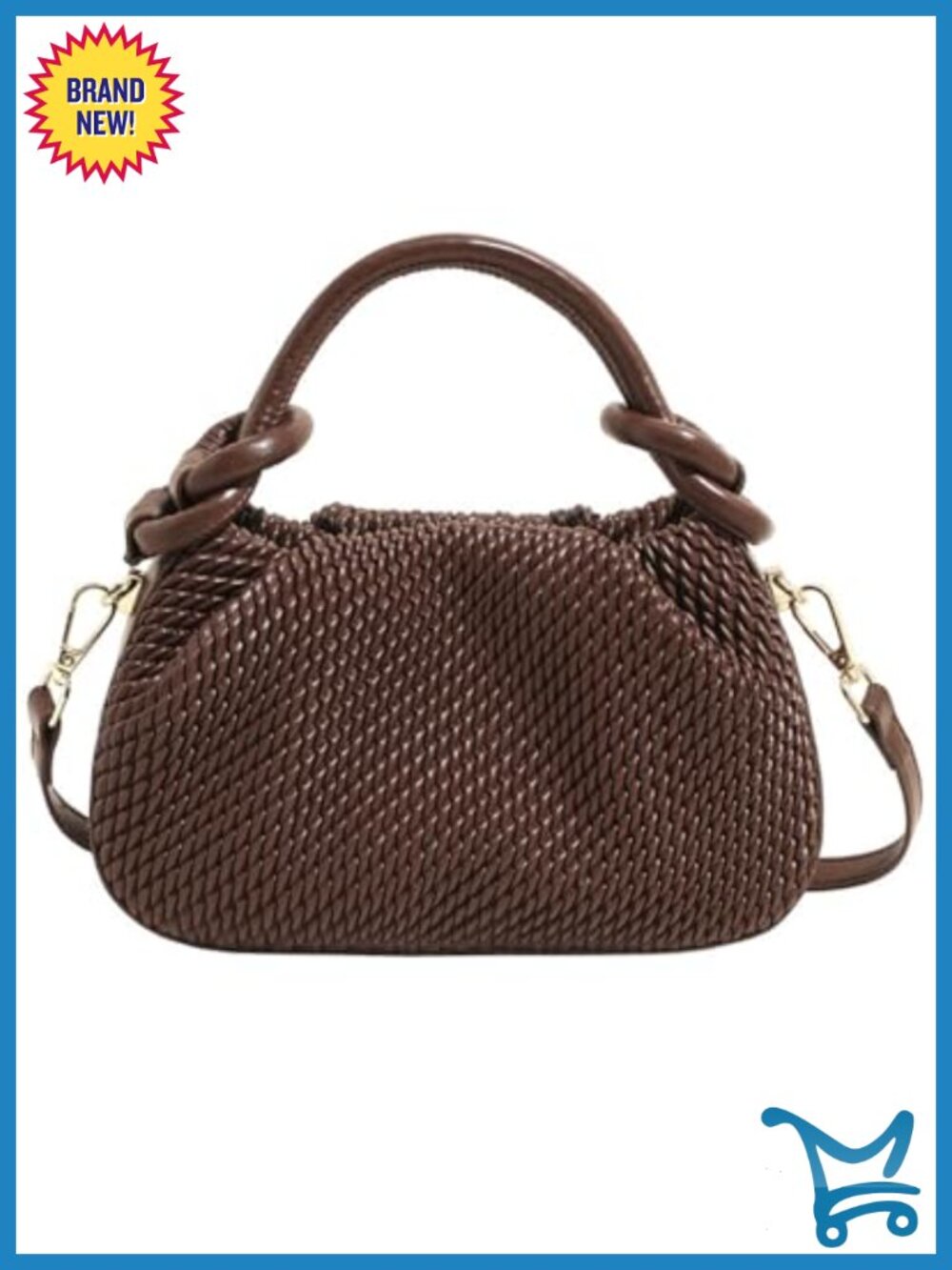PU Leather Mini Crossbody Bag with Top Handle - Adjustable Shoulder Strap - Picture 1 of 5